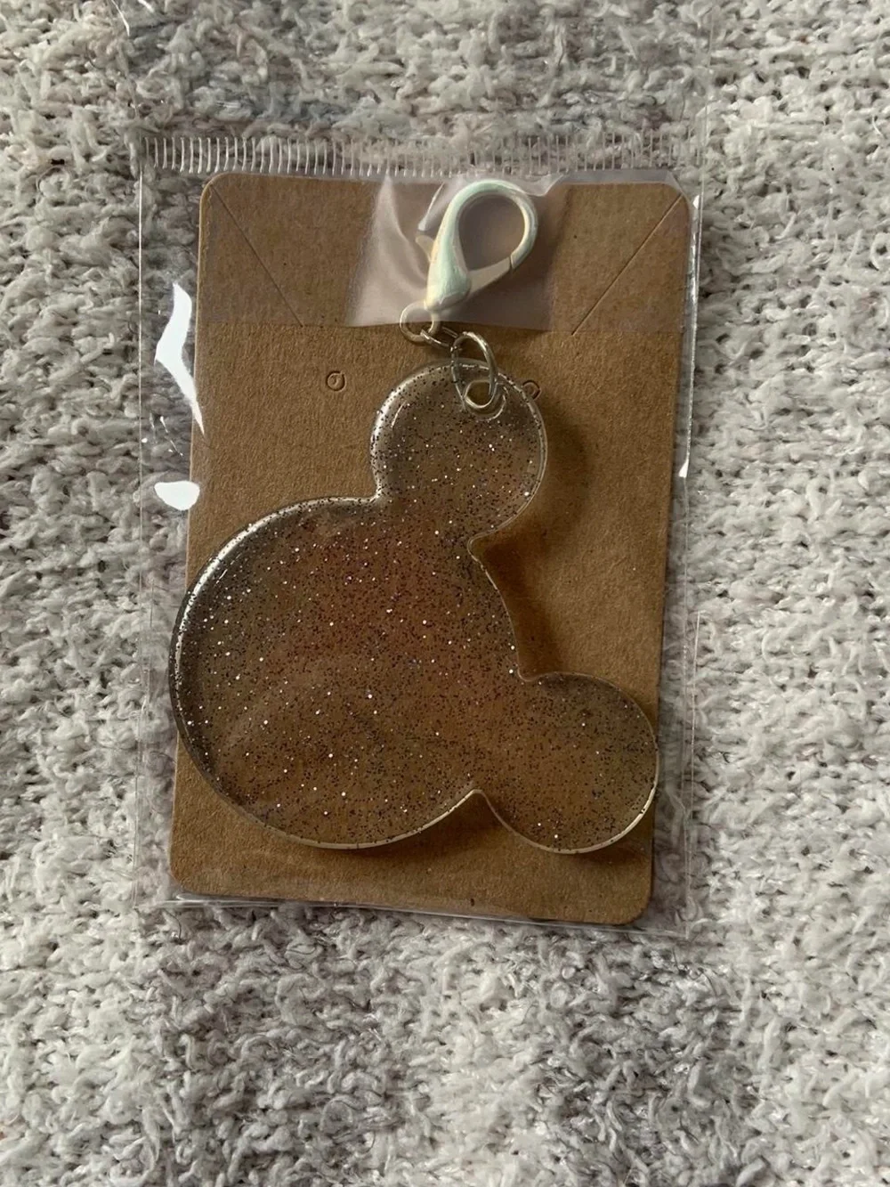 Red Glitter Mouse-Shaped Keychain
